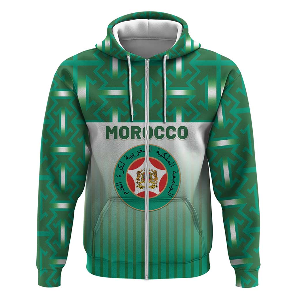 Custom Morocco Football Zip Hoodie 1994 Retro Green Version - African Pride