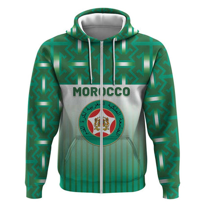 Custom Morocco Football Zip Hoodie 1994 Retro Green Version - African Pride