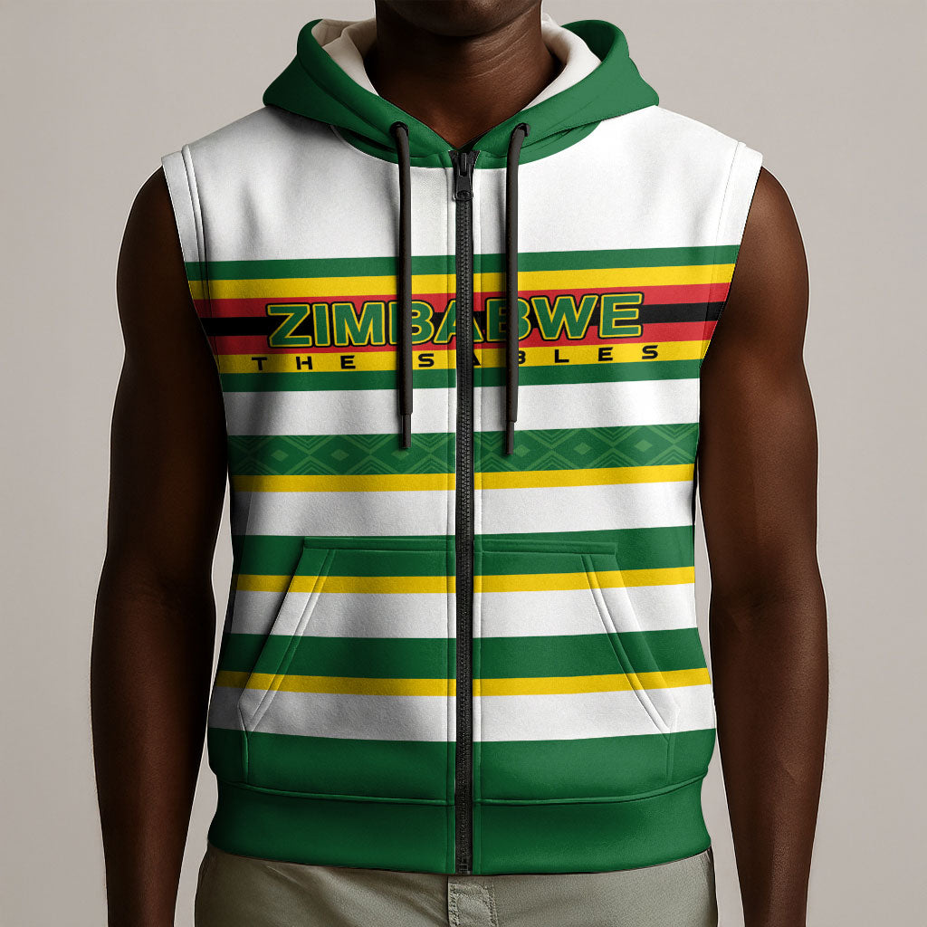 Zimbabwe Rugby Custom Sleeveless Zip Hoodie Sables National Pride