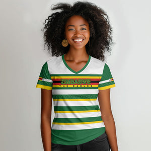Zimbabwe Rugby Custom Women V-Neck T-Shirt Sables National Pride