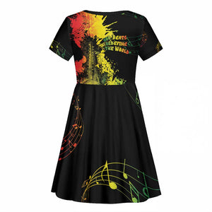 Afro Music Pride Kid Short Sleeve Dress From Our Roots The World Finds Rhythm - African Pride