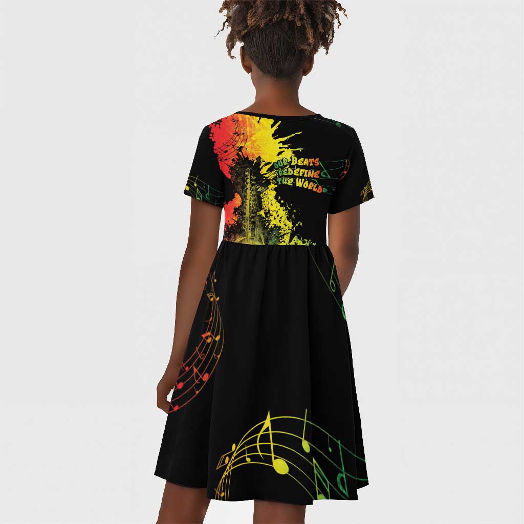 Afro Music Pride Kid Short Sleeve Dress From Our Roots The World Finds Rhythm - African Pride