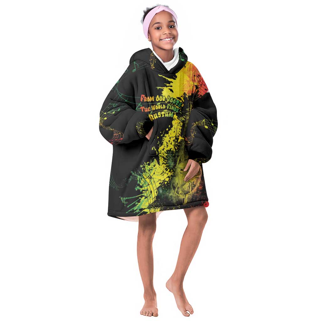 Afro Music Pride Kid Wearable Blanket Hoodie From Our Roots The World Finds Rhythm - African Pride