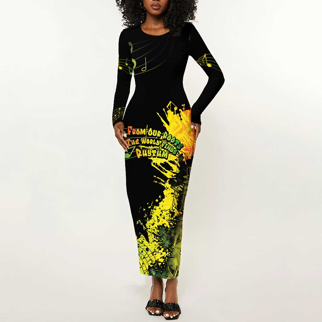 Afro Music Pride Long Sleeve Bodycon Dress From Our Roots The World Finds Rhythm - African Pride