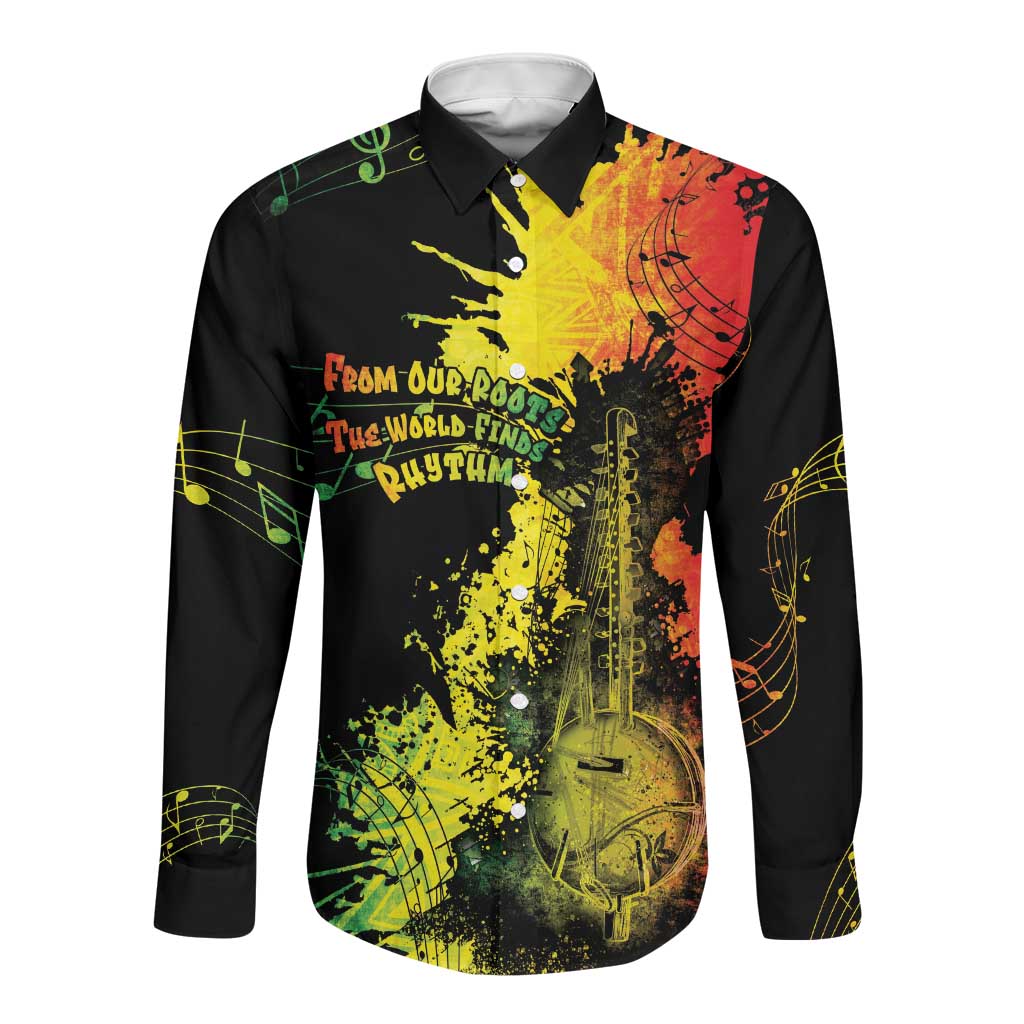 Afro Music Pride Long Sleeve Button Shirt From Our Roots The World Finds Rhythm - African Pride
