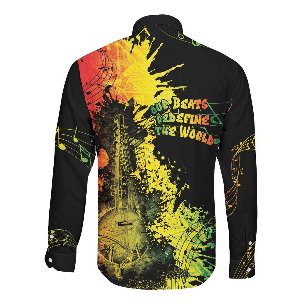 Afro Music Pride Long Sleeve Button Shirt From Our Roots The World Finds Rhythm - African Pride