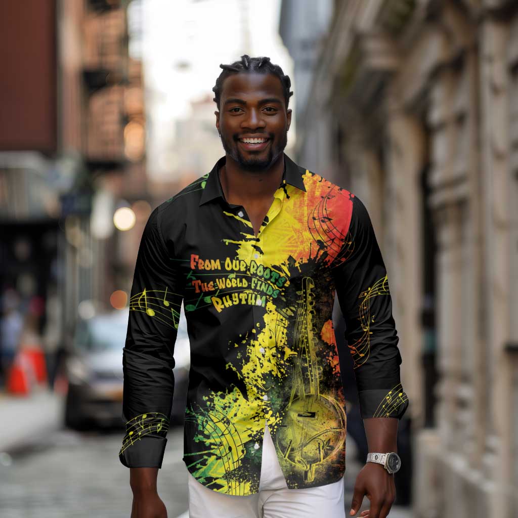 Afro Music Pride Long Sleeve Button Shirt From Our Roots The World Finds Rhythm - African Pride