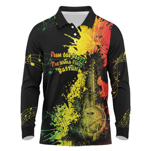 Afro Music Pride Long Sleeve Polo Shirt From Our Roots The World Finds Rhythm - African Pride