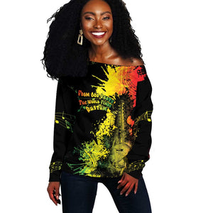 Afro Music Pride Off Shoulder Sweater From Our Roots The World Finds Rhythm - African Pride