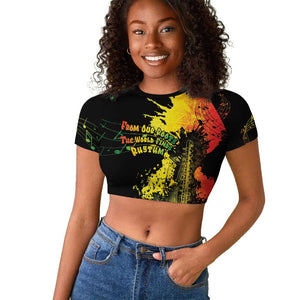 Afro Music Pride Raglan Cropped T shirt From Our Roots The World Finds Rhythm - African Pride