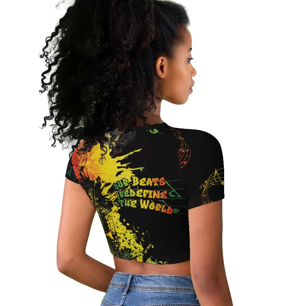 Afro Music Pride Raglan Cropped T shirt From Our Roots The World Finds Rhythm - African Pride