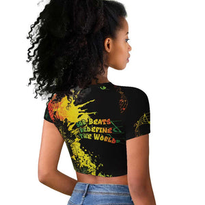 Afro Music Pride Raglan Cropped T shirt From Our Roots The World Finds Rhythm - African Pride