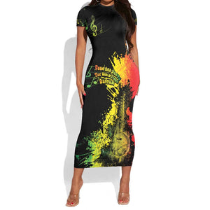 Afro Music Pride Short Sleeve Bodycon Dress From Our Roots The World Finds Rhythm - African Pride