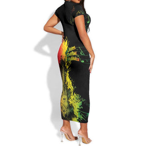 Afro Music Pride Short Sleeve Bodycon Dress From Our Roots The World Finds Rhythm - African Pride