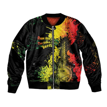 Afro Music Pride Sleeve Zip Bomber Jacket From Our Roots The World Finds Rhythm - African Pride