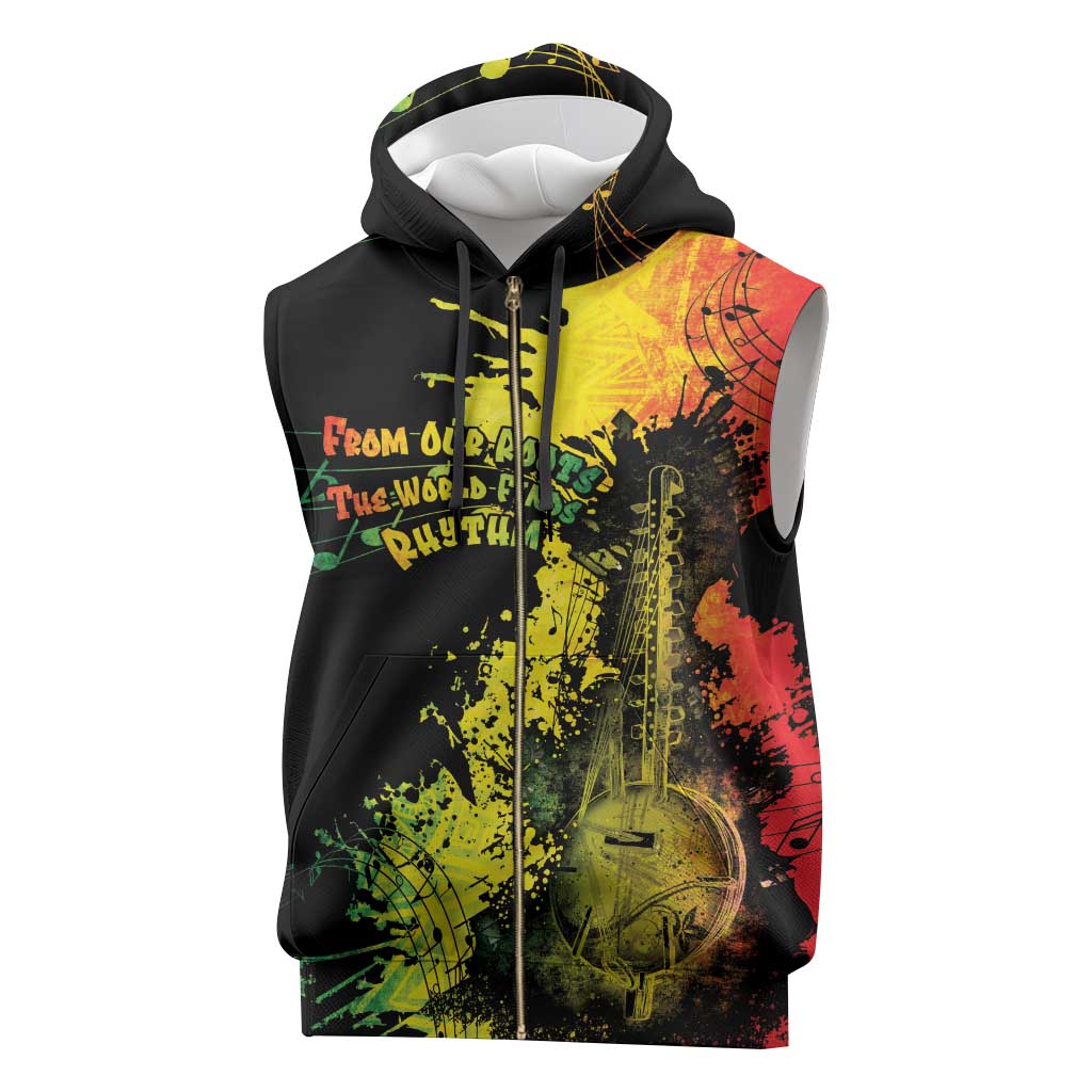 Afro Music Pride Sleeveless Zip Hoodie From Our Roots The World Finds Rhythm - African Pride
