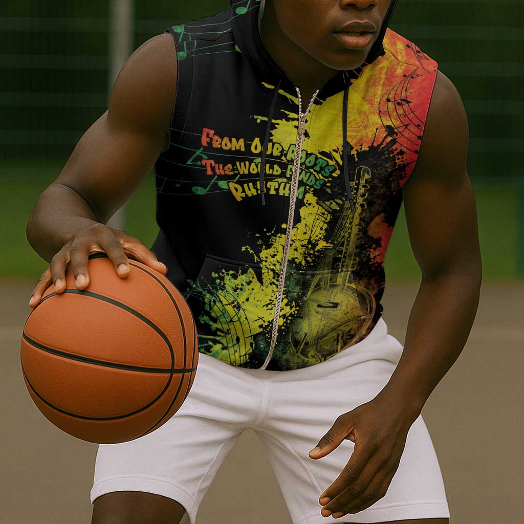 Afro Music Pride Sleeveless Zip Hoodie From Our Roots The World Finds Rhythm - African Pride