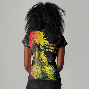 Afro Music Pride Women V-Neck T-Shirt From Our Roots The World Finds Rhythm - African Pride