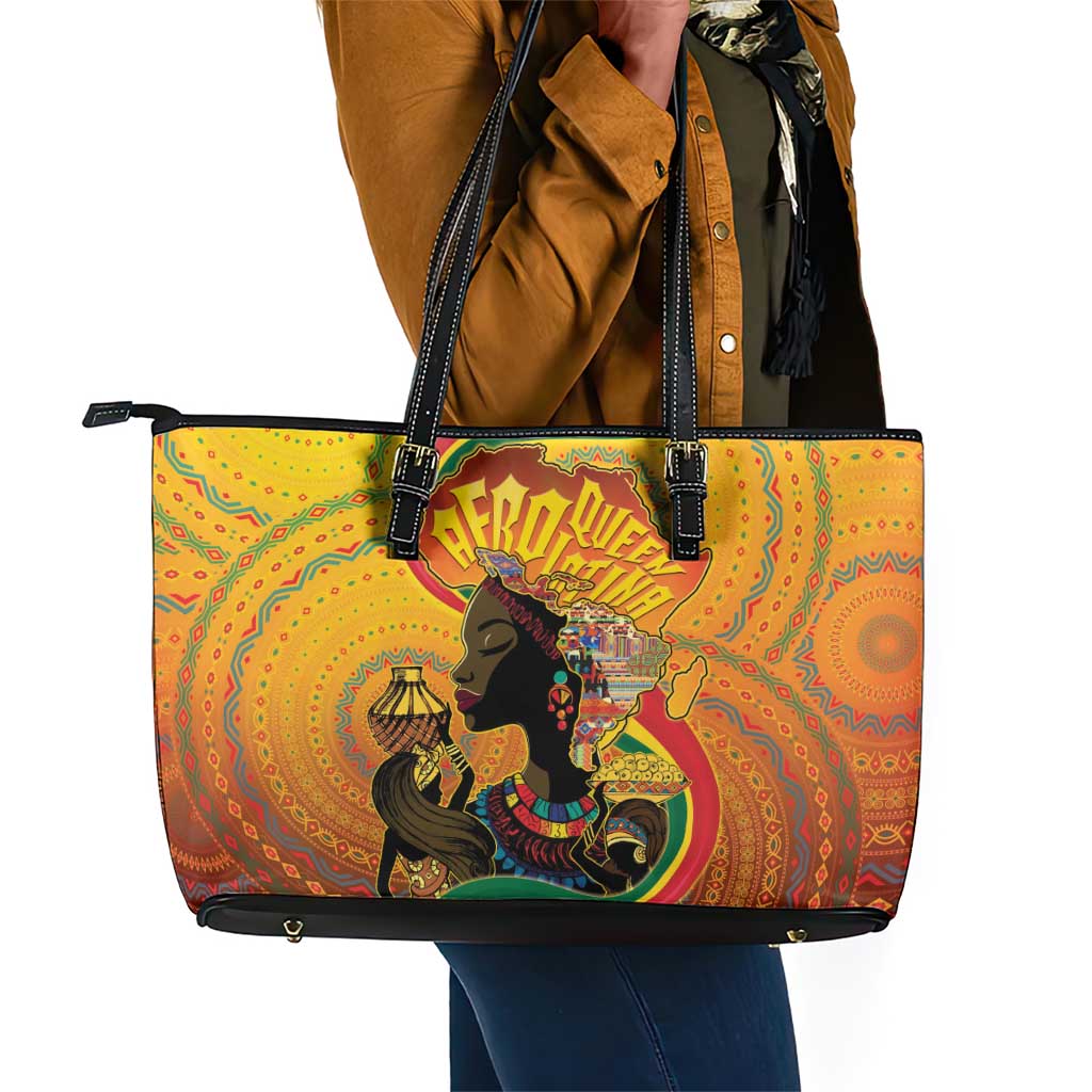 Afro Latina Queen Leather Tote Bag The Beauty Of Black Women - African Pride