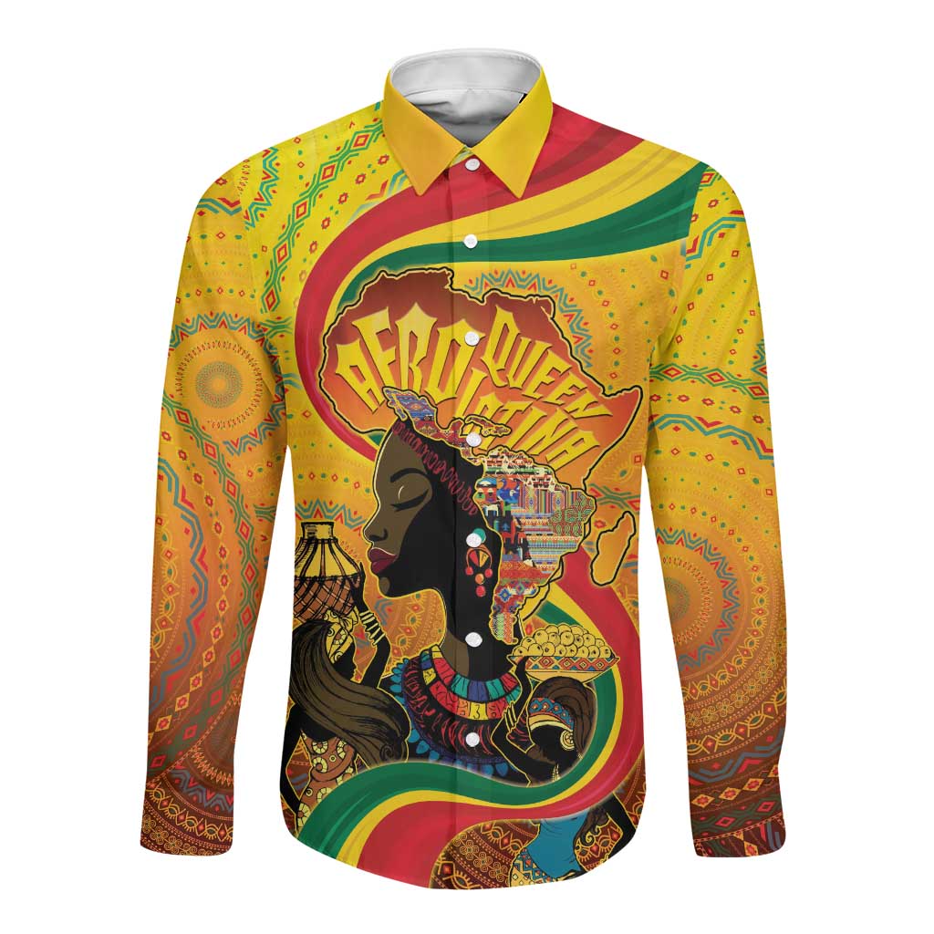 Afro Latina Queen Long Sleeve Button Shirt The Beauty Of Black Women - African Pride