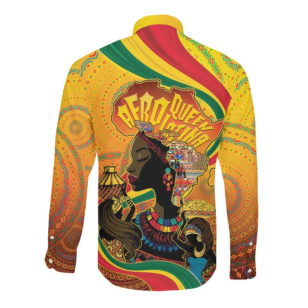 Afro Latina Queen Long Sleeve Button Shirt The Beauty Of Black Women - African Pride