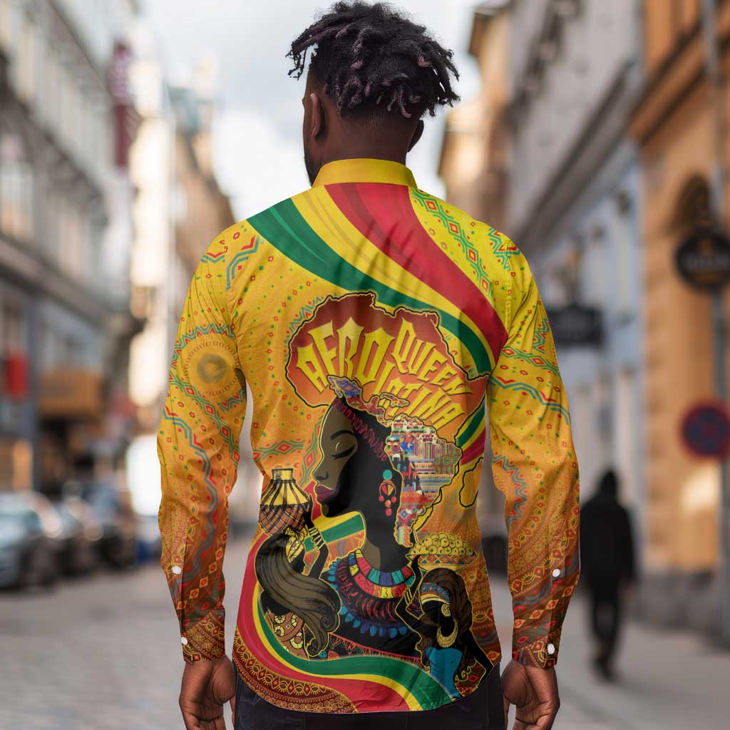 Afro Latina Queen Long Sleeve Button Shirt The Beauty Of Black Women - African Pride