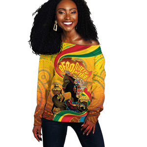 Afro Latina Queen Off Shoulder Sweater The Beauty Of Black Women - African Pride