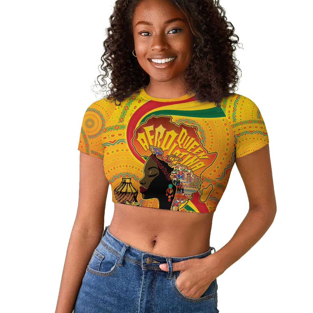 Afro Latina Queen Raglan Cropped T shirt The Beauty Of Black Women - African Pride