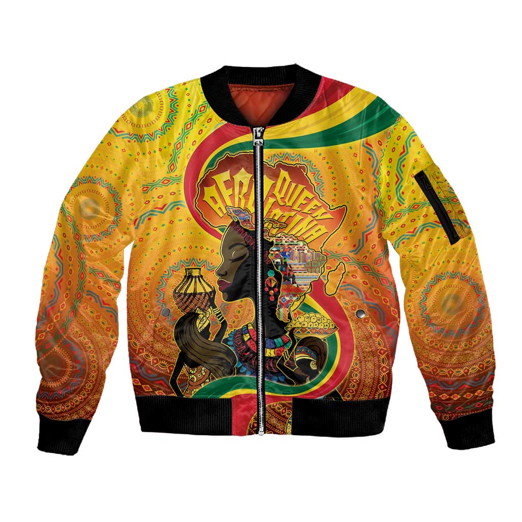 Afro Latina Queen Sleeve Zip Bomber Jacket The Beauty Of Black Women - African Pride
