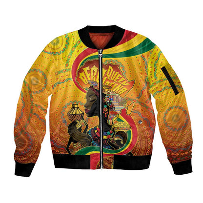 Afro Latina Queen Sleeve Zip Bomber Jacket The Beauty Of Black Women - African Pride