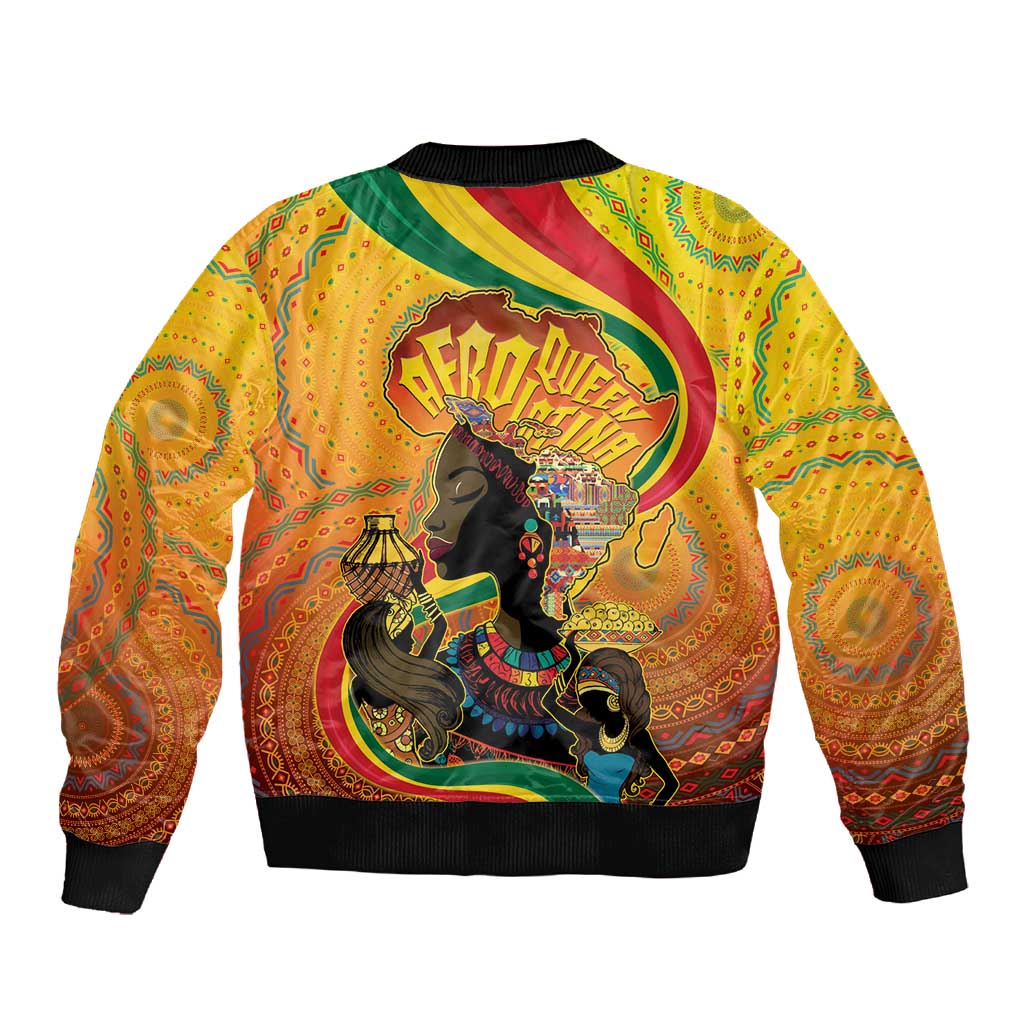 Afro Latina Queen Sleeve Zip Bomber Jacket The Beauty Of Black Women - African Pride