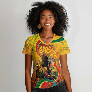 Afro Latina Queen Women V-Neck T-Shirt The Beauty Of Black Women - African Pride