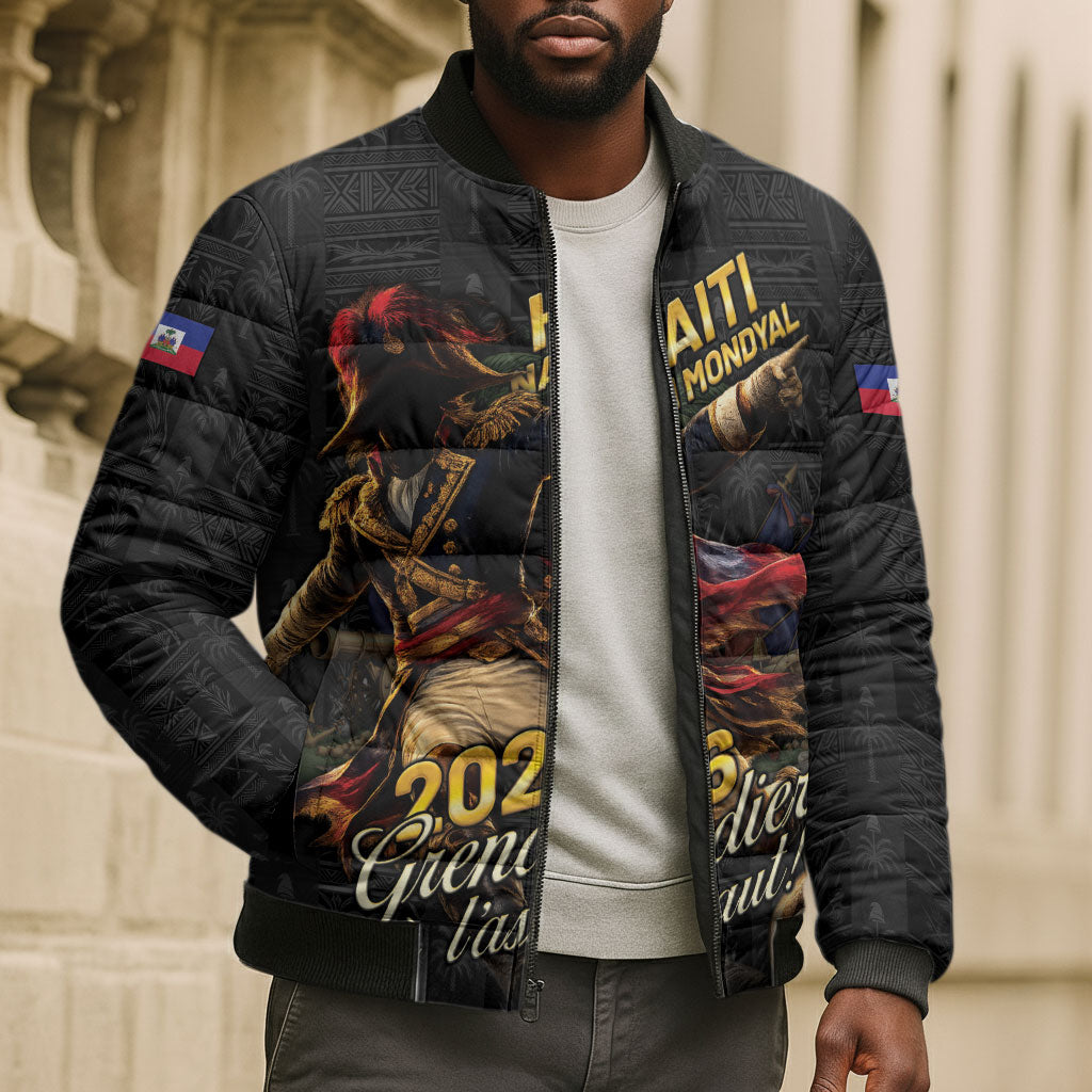 Custom Haiti Football 2026 Bomber Puffer Jacket Haiti Nan Mondyal