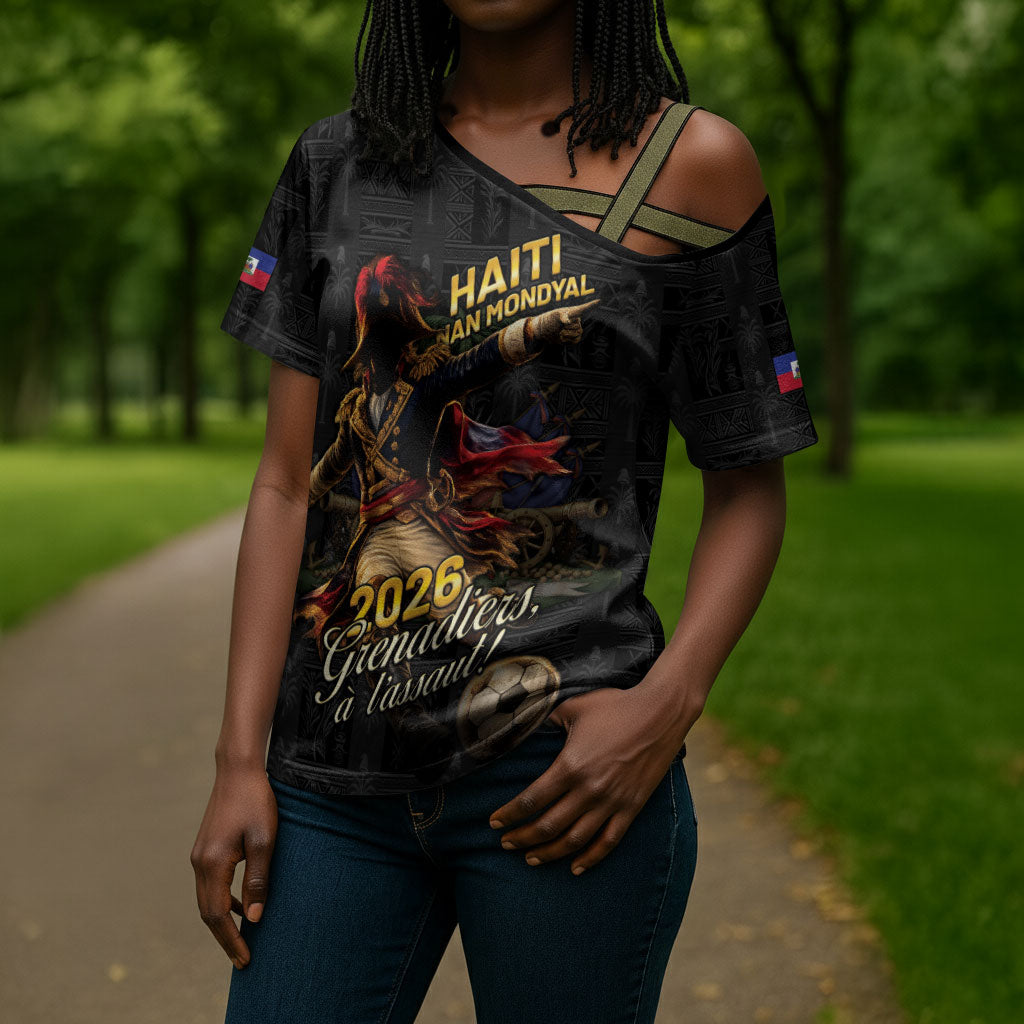 Custom Haiti Football 2026 Cross Shoulder Shirt Haiti Nan Mondyal