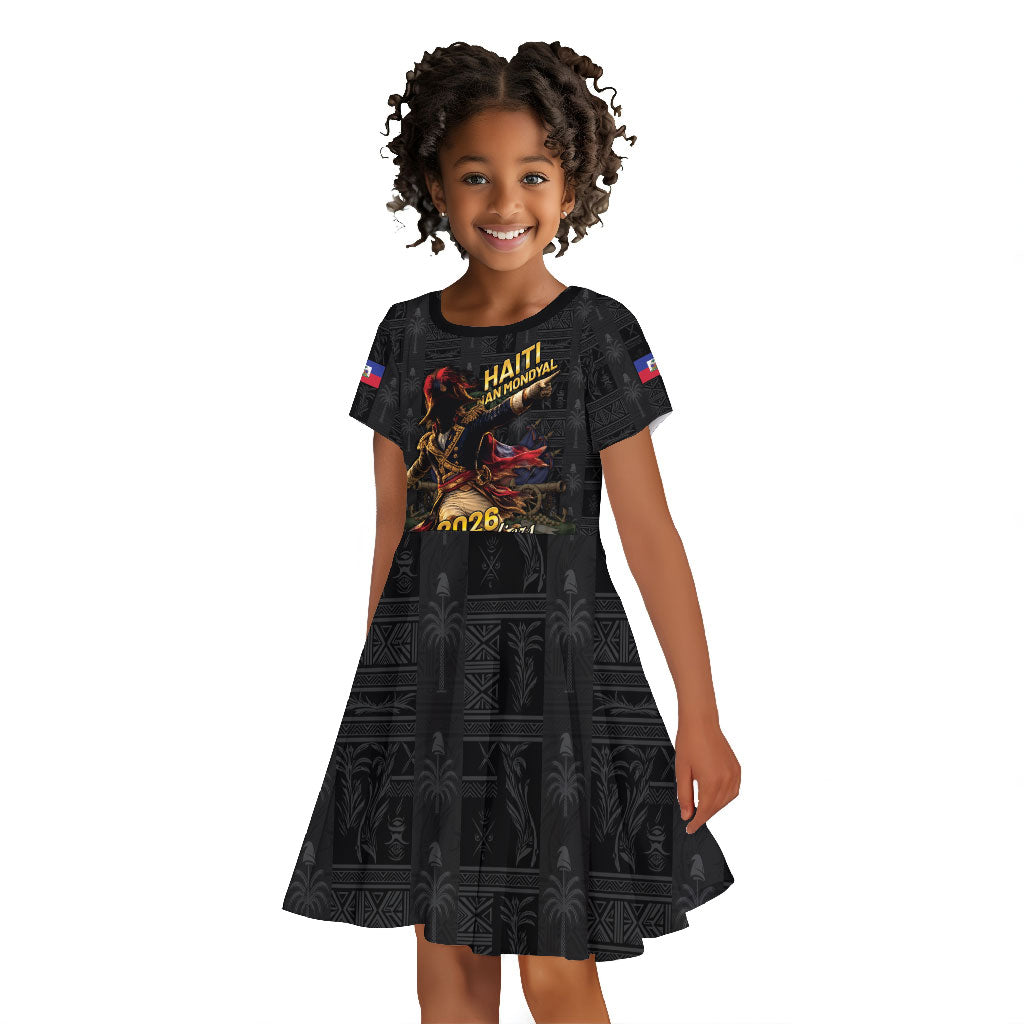 Custom Haiti Football 2026 Kid Short Sleeve Dress Haiti Nan Mondyal