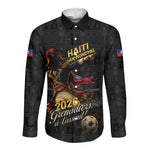 Custom Haiti Football 2026 Long Sleeve Button Shirt Haiti Nan Mondyal