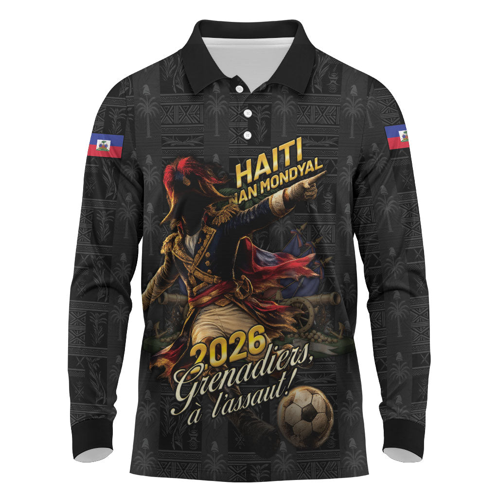 Custom Haiti Football 2026 Long Sleeve Polo Shirt Haiti Nan Mondyal