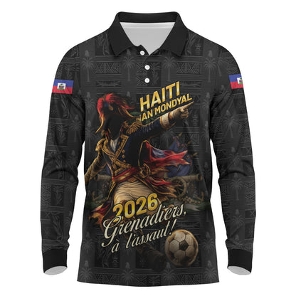 Custom Haiti Football 2026 Long Sleeve Polo Shirt Haiti Nan Mondyal