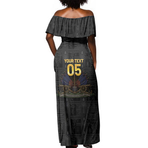 Custom Haiti Football 2026 Off Shoulder Maxi Dress Haiti Nan Mondyal