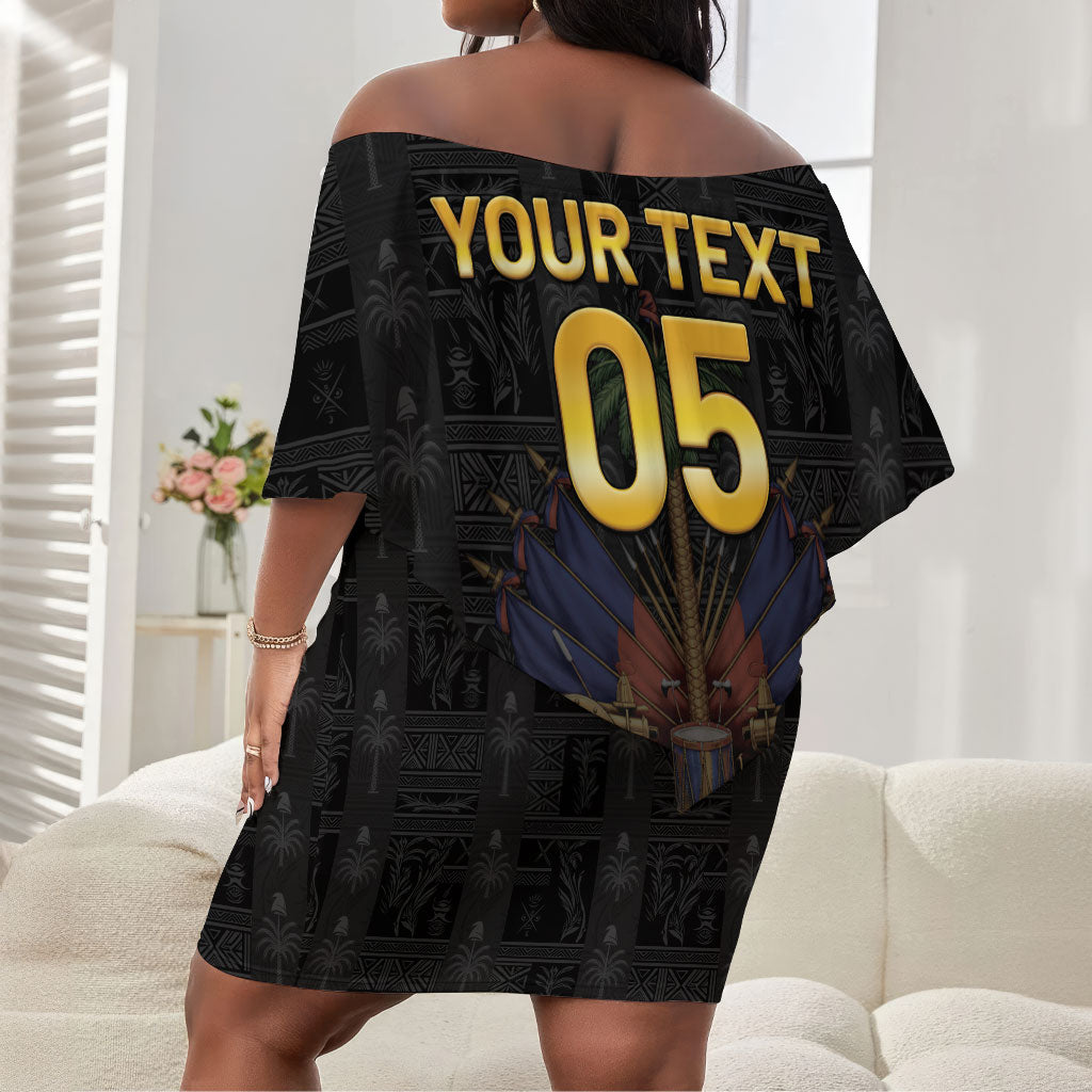 Custom Haiti Football 2026 Off Shoulder Short Dress Haiti Nan Mondyal
