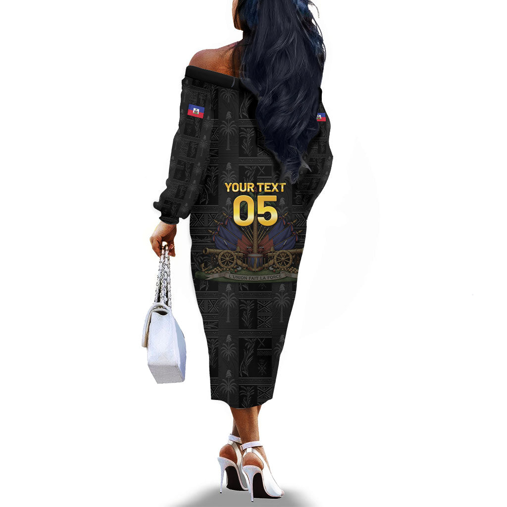 Custom Haiti Football 2026 Off The Shoulder Long Sleeve Dress Haiti Nan Mondyal