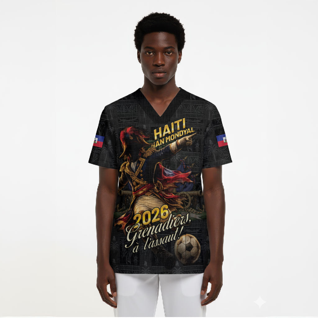 Custom Haiti Football 2026 Scrub Top Haiti Nan Mondyal