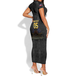 Custom Haiti Football 2026 Short Sleeve Bodycon Dress Haiti Nan Mondyal