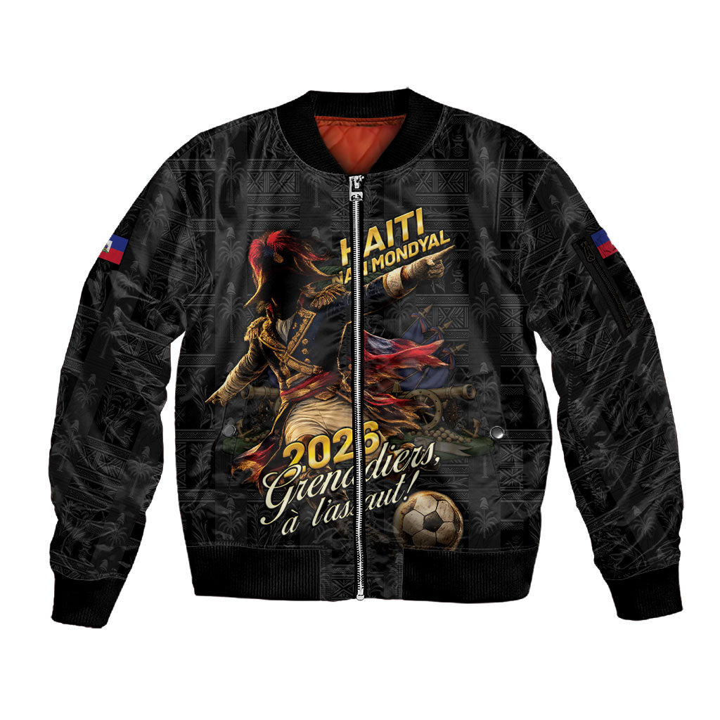 Custom Haiti Football 2026 Sleeve Zip Bomber Jacket Haiti Nan Mondyal