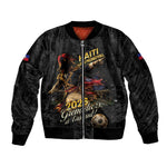 Custom Haiti Football 2026 Sleeve Zip Bomber Jacket Haiti Nan Mondyal