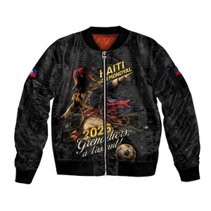 Custom Haiti Football 2026 Sleeve Zip Bomber Jacket Haiti Nan Mondyal