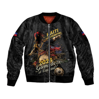 Custom Haiti Football 2026 Sleeve Zip Bomber Jacket Haiti Nan Mondyal