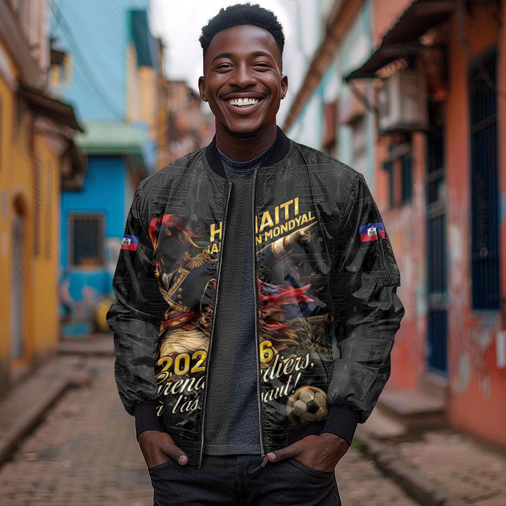 Custom Haiti Football 2026 Sleeve Zip Bomber Jacket Haiti Nan Mondyal
