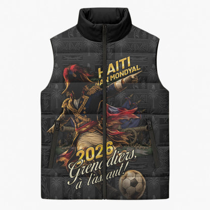 Custom Haiti Football 2026 Sleeveless Puffer Jacket Haiti Nan Mondyal