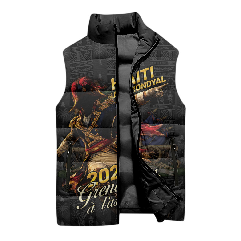 Custom Haiti Football 2026 Sleeveless Puffer Jacket Haiti Nan Mondyal